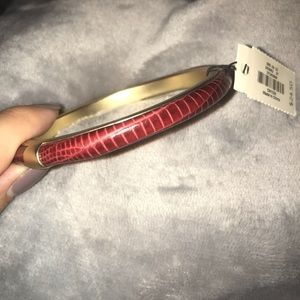 Talbots Red Leather and Gold tone Bracelet